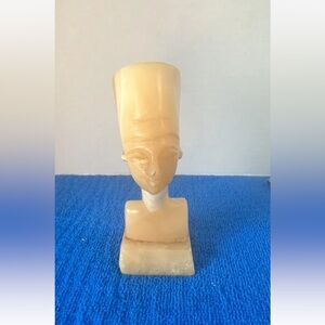 Vintage Hand Carved Natural Stone Nefertiti Bust Figurine, Egyptian Queen